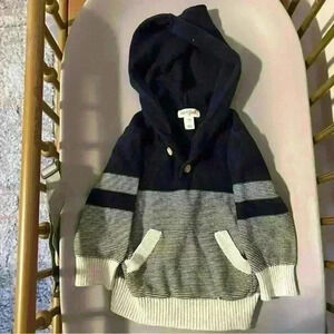 Cat & jack 18 month sweater hoodie navy striped button up